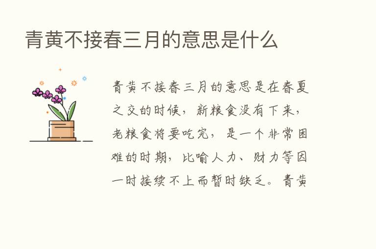 青黄不接春三月的意思是什么