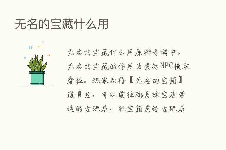 无名的宝藏什么用