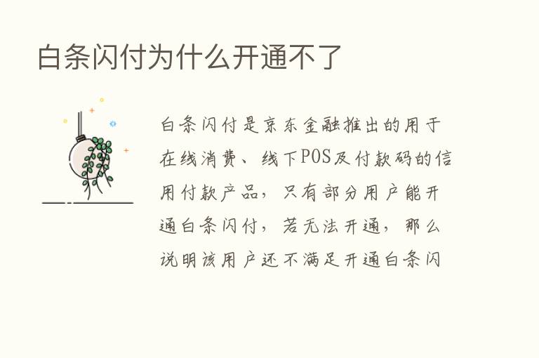 白条闪付为什么开通不了