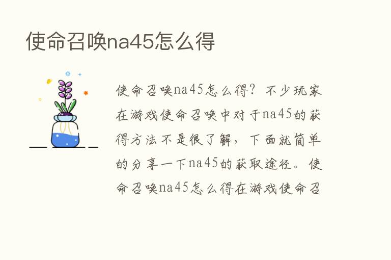 使命召唤na45怎么得