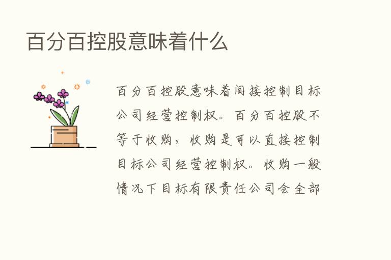 百分百控股意味着什么