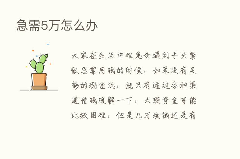 急需5万怎么办