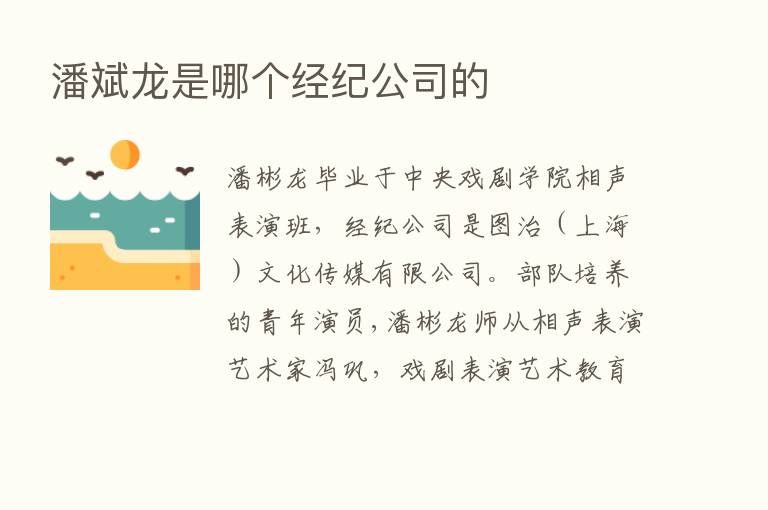 潘斌龙是哪个经纪公司的