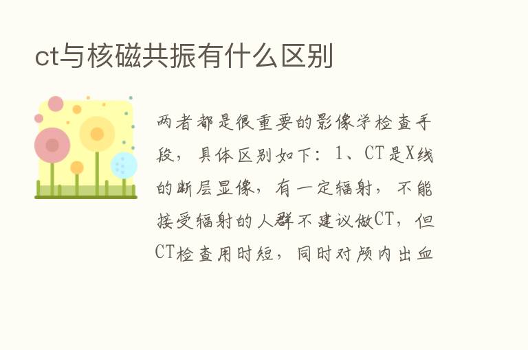 ct与核磁共振有什么区别