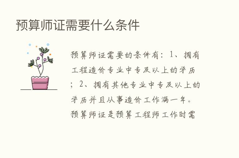 预算师证需要什么条件