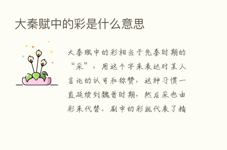 大秦赋中的彩是什么意思