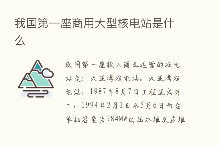 我国   一座商用大型核电站是什么