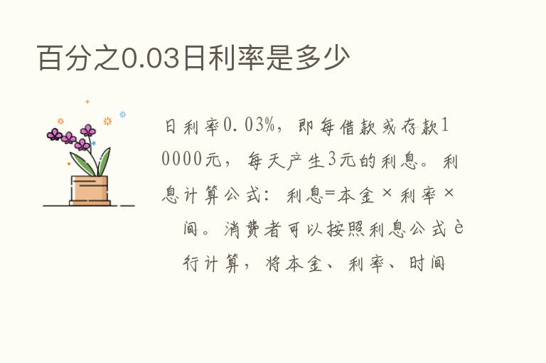 百分之0.03日利率是多少