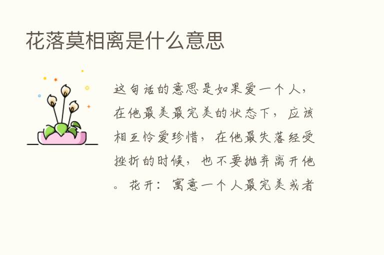 花落莫相离是什么意思