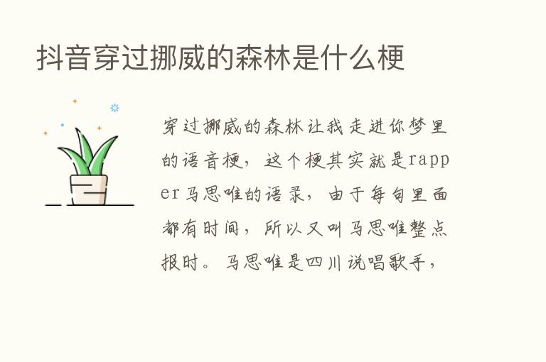 抖音穿过挪威的森林是什么梗