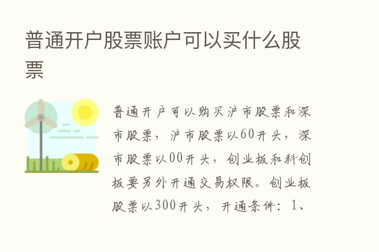 普通开户股票账户可以买什么股票