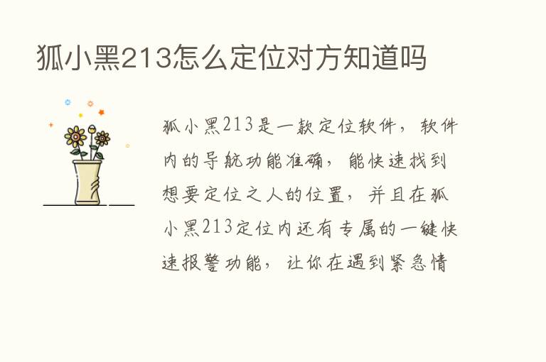 狐小黑213怎么定位对方知道吗