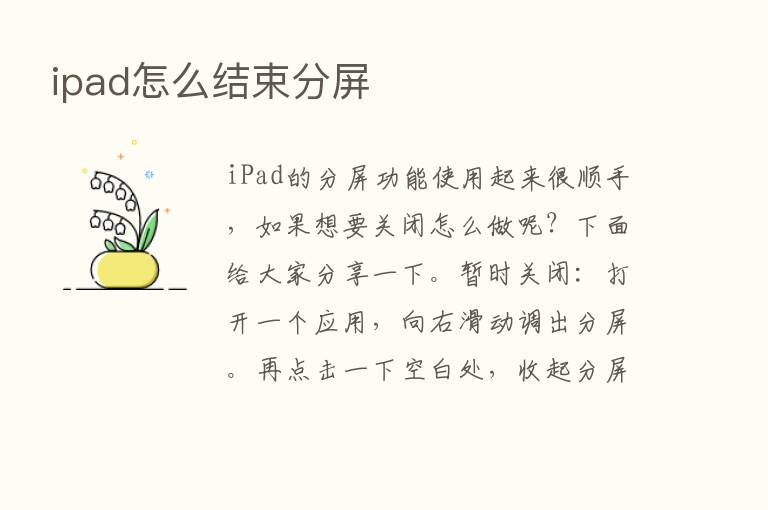 ipad怎么结束分屏