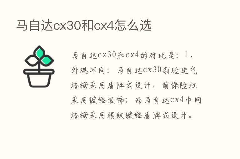 马自达cx30和cx4怎么选