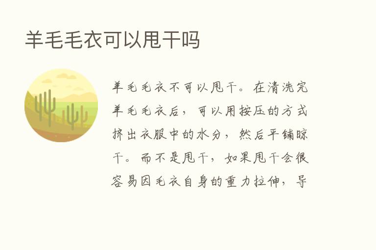 羊毛毛衣可以甩干吗