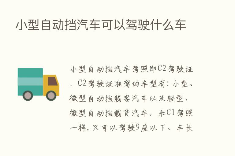 小型自动挡汽车可以驾驶什么车