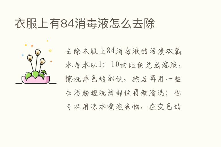 衣服上有84消毒液怎么去除