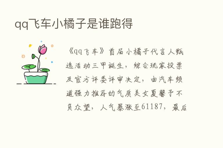 qq飞车小橘子是谁跑得