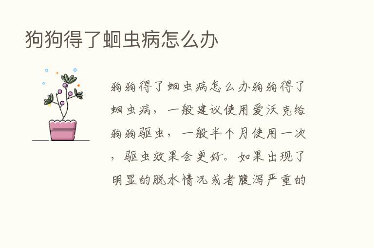 狗狗得了蛔虫病怎么办