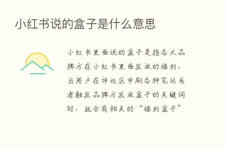 小红书说的盒子是什么意思