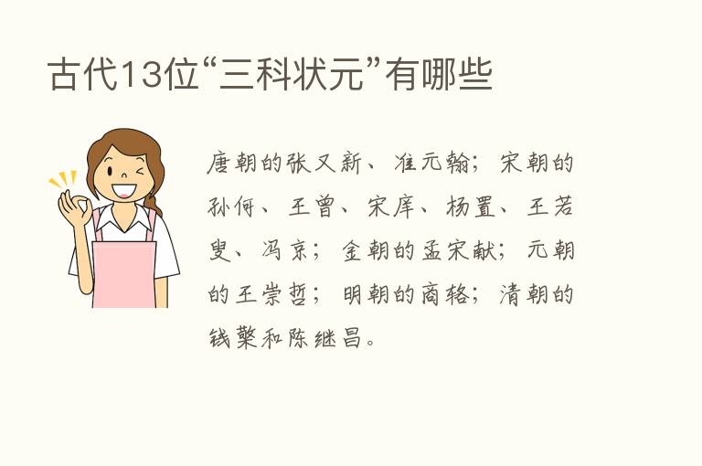 古代13位“三科状元”有哪些