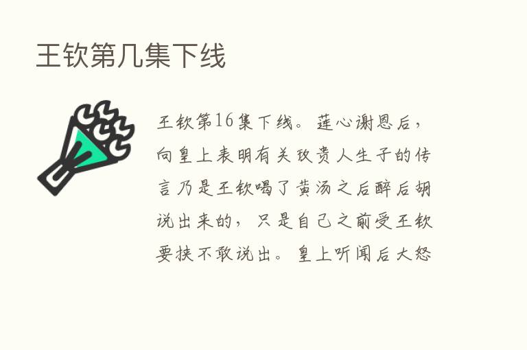 王钦   几集下线