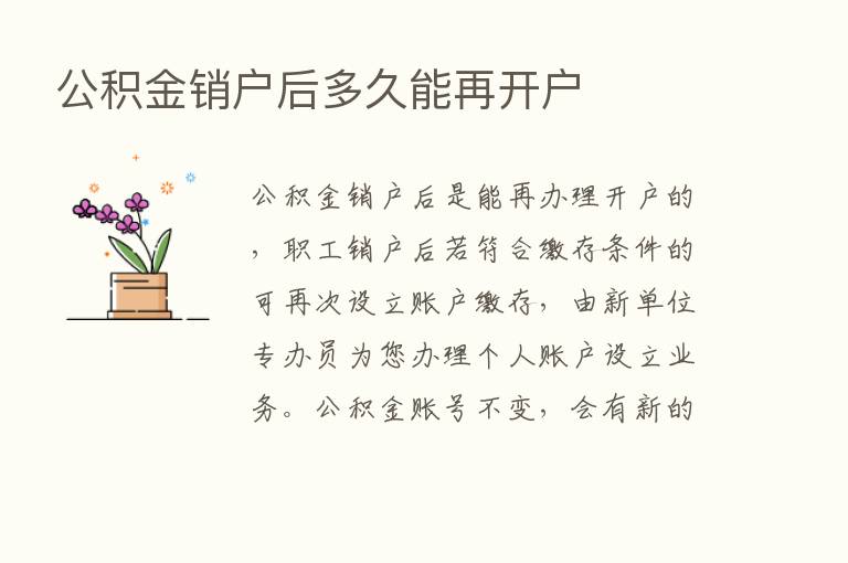 公积金销户后多久能再开户