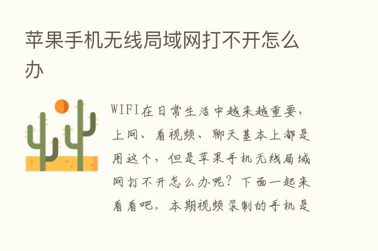 苹果手机无线局域网打不开怎么办