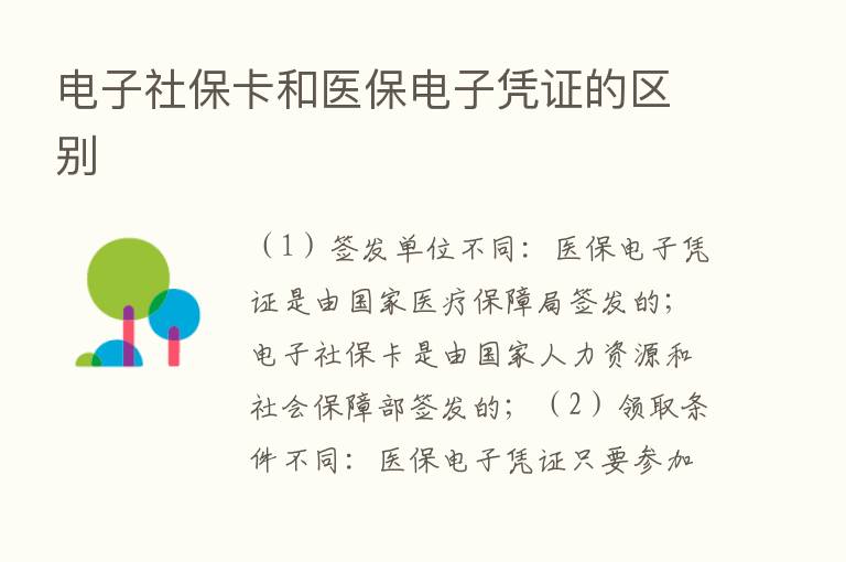 电子社保卡和医保电子凭证的区别