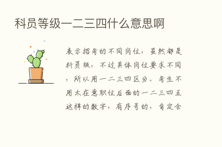 科员等级一二三四什么意思啊