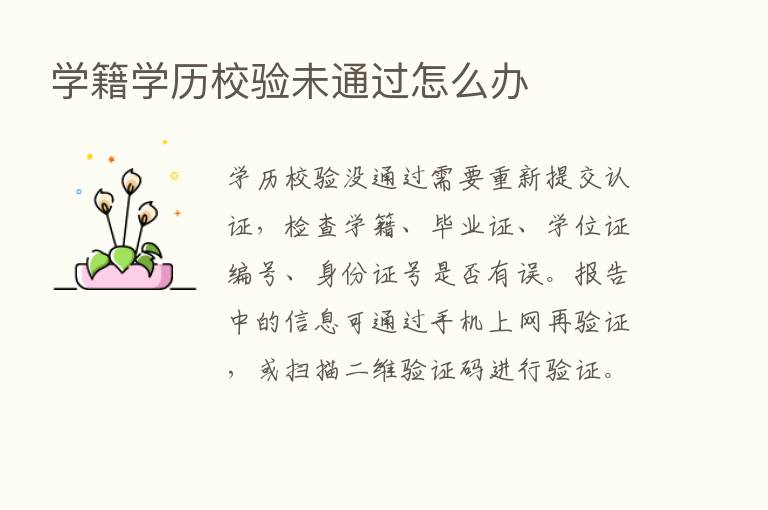 学籍学历校验未通过怎么办