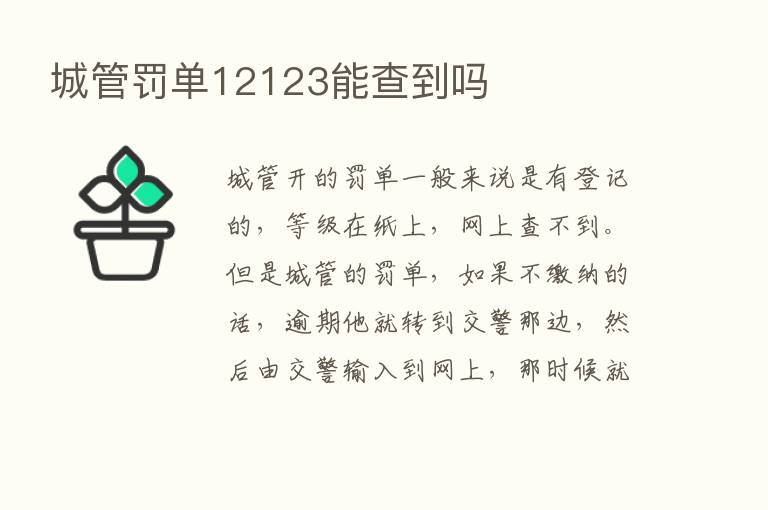 城管罚单12123能查到吗