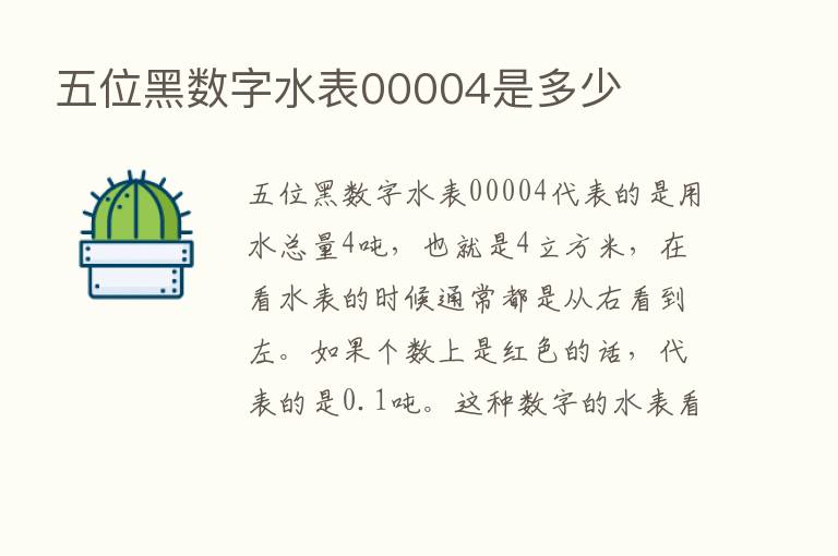 五位黑数字水表00004是多少