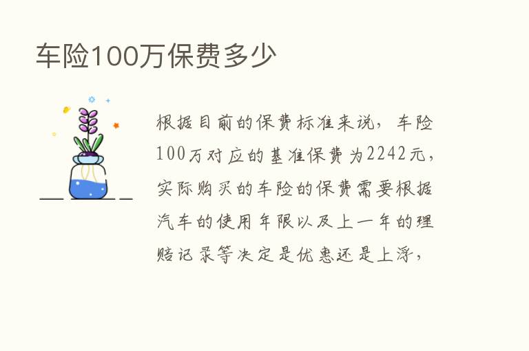 车险100万保费多少