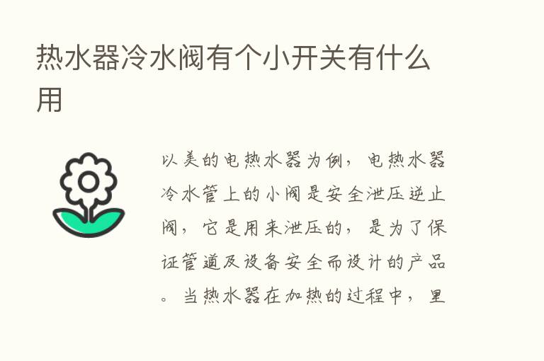 热水器冷水阀有个小开关有什么用