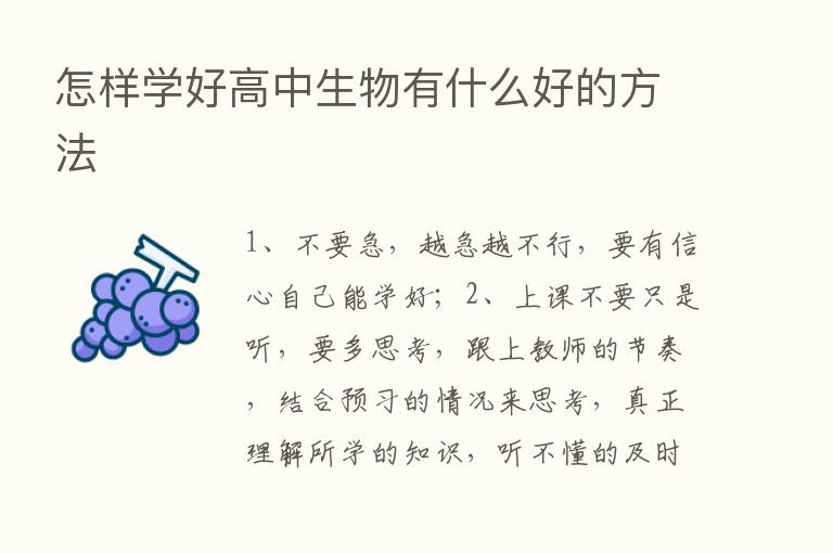 怎样学好高中生物有什么好的方法