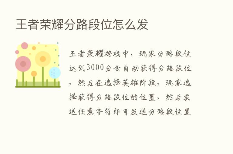 王者      分路段位怎么发