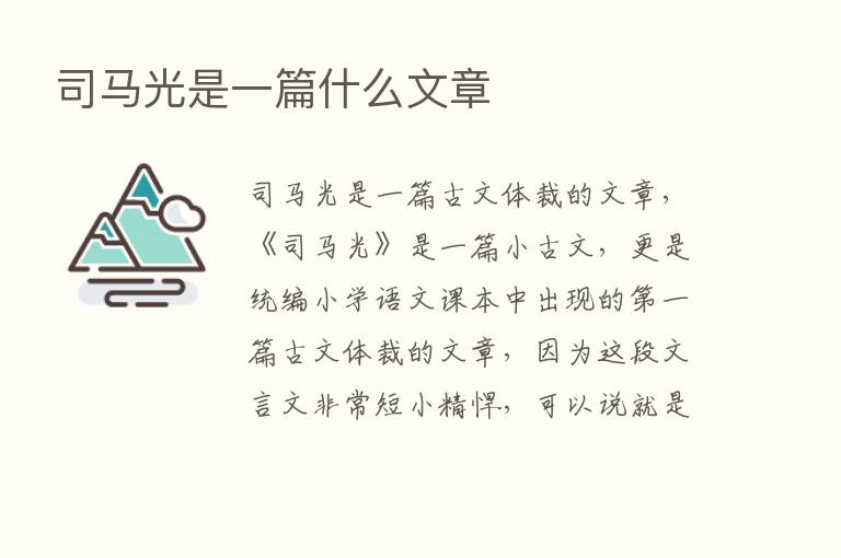 司马光是一篇什么文章