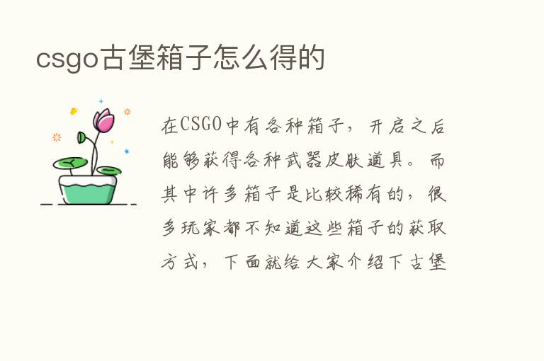 csgo古堡箱子怎么得的