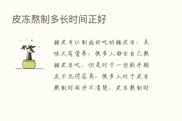 皮冻熬制多长时间正好