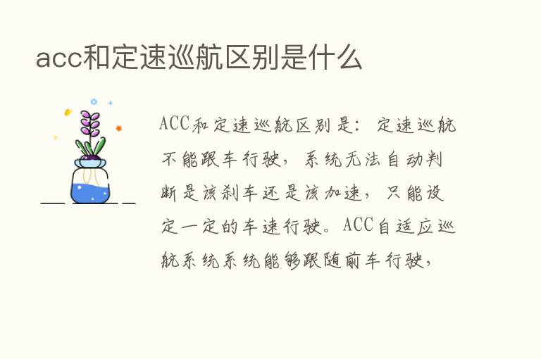 acc和定速巡航区别是什么