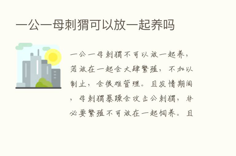 一公一母刺猬可以放一起养吗