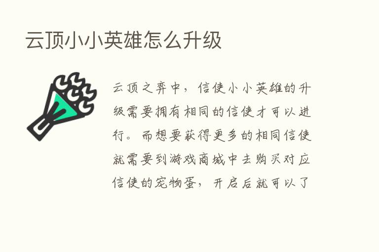 云顶小小英雄怎么升级