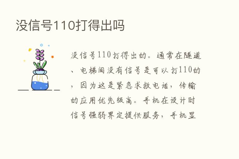 没信号110打得出吗