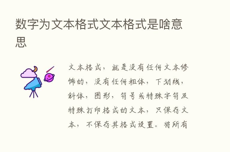 数字为文本格式文本格式是啥意思