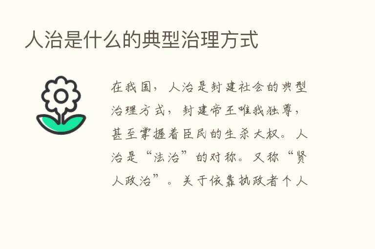 人治是什么的典型治理方式