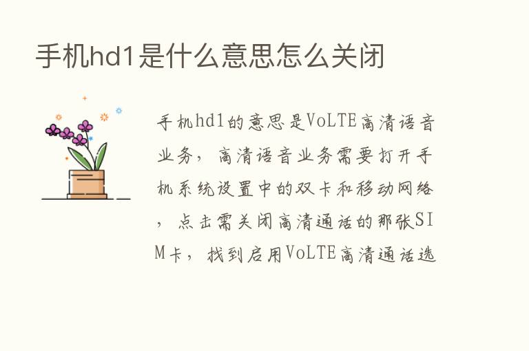 手机hd1是什么意思怎么关闭