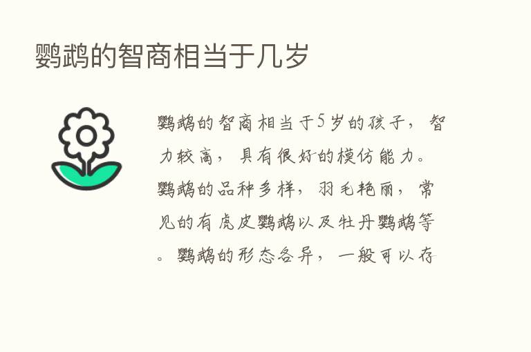 鹦鹉的智商相当于几岁