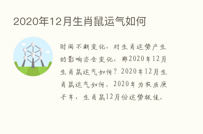 2020年12月生肖鼠运气如何