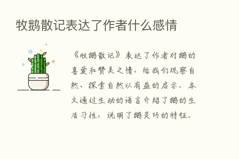 牧鹅散记表达了作者什么感情